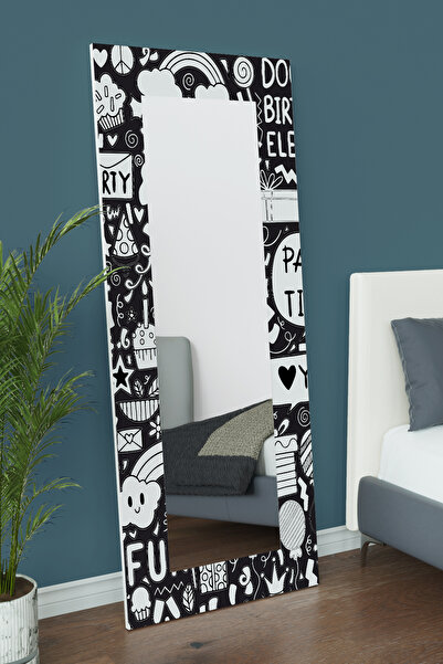 hediye kapında Part Time Dekoratif Baskılı Boy Aynası 150 x 60