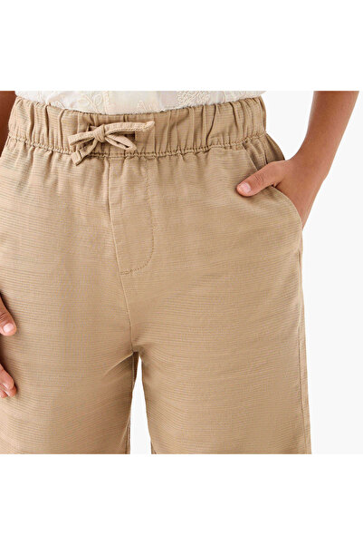 Juniors Striped Shorts with Pockets and Drawstring Closure