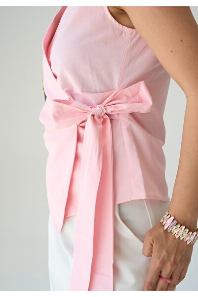 ALVWOMAN Pink Tie-Up Sleeveless Shirt