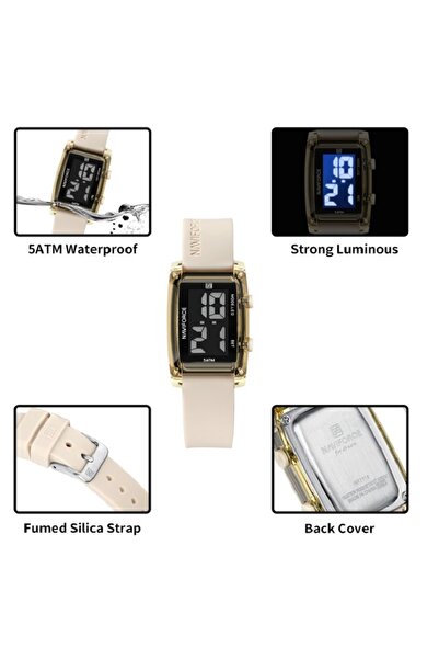 Naviforce Digital Sports Watch – 26mm LCD Display, Silicone Strap, 5ATM Waterproof, Date & Time Display