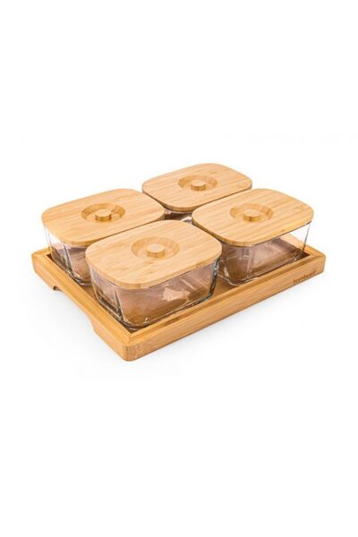 Şahane KROSNA 9 قطع أطباق الإفطار الزجاجية TKEBT شفافة