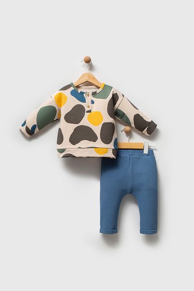Bip Baby Printed Buttoned Two-String Seasonal Double Suit