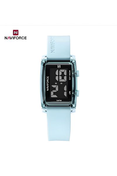 Naviforce Digital Sports Watch – 26mm LCD Display, Silicone Strap, 5ATM Waterproof, Date & Time Display