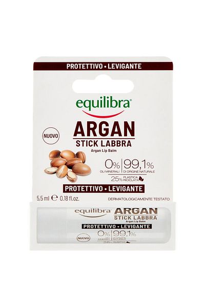 Equilibra Argan Lip Balm, Protective, Soothing, 5.5 ml Bottle, EQUILIBRA