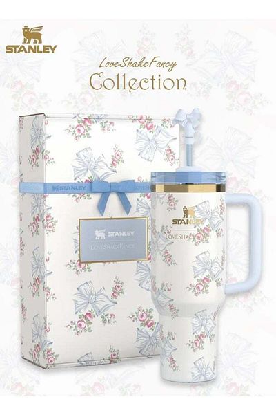 Stanley Love Shack Fancy H2.0 Flow State 40oz Rosa Beaux Blue Tumbler