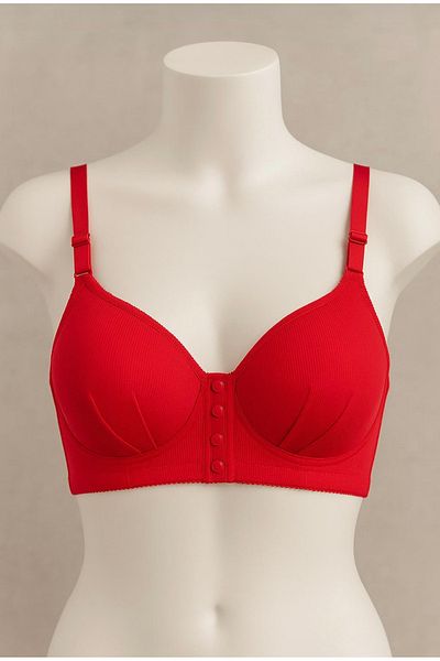 Magic Love Front Button Hollow Soft Textured Bra Without Underwire