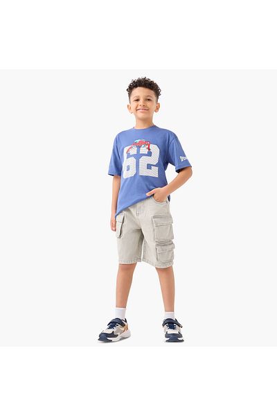 Juniors Solid Denim Pull-On Shorts with Cargo Pockets
