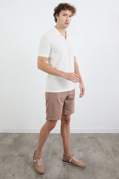 Fulla Moda Πλεκτό μπλουζάκι με μισό φερμουάρ Polo Neck