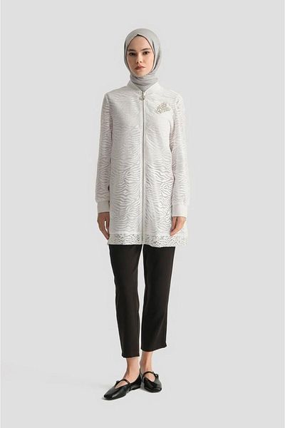 Armine Tunica Jacquard cu fermoar Trend 25YT418 - Ecru