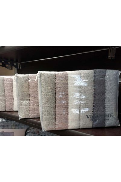 VİA HOME Via Home 6-Piece Hand Towel Set with Delta Heavy Jacquard Bag (50X90)