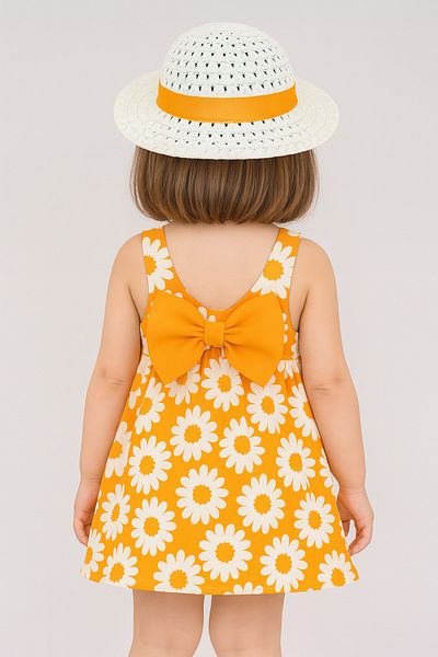 Soft kids Girl's Heart Printed Bow Summer Dress