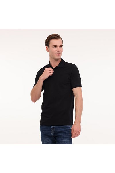 lumberjack Ct953 Ανδρικό μαύρο κλασικό μπλουζάκι πόλο με γιακά