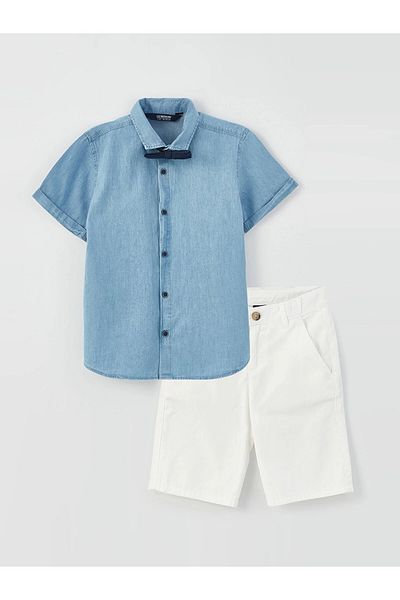 LC Waikiki Lcw Kids Blue Basic Short Sleeve Boy 3 Piece Set