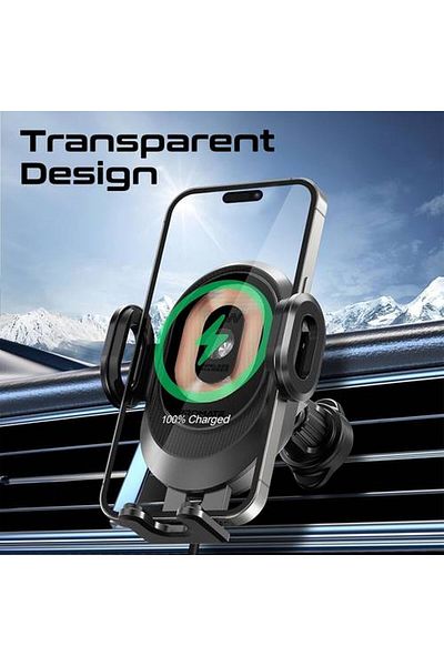 Promate 15W Wireless Car Phone Holder and Charger with Auto Mount on Air Vent or Dashboard,