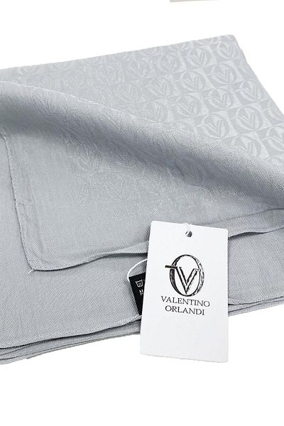Valentino Orlandi Alia, eșarfă din lyocell jacquard - model de șah - 05 - argintiu