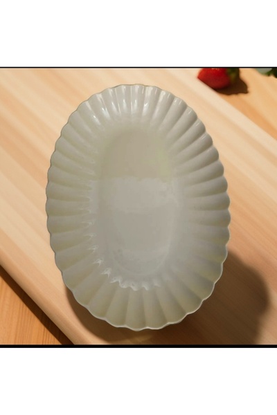 Kütahya Porcelain 1 Piece 27 cm Boneluz Cream Boat Plate Salad Plate