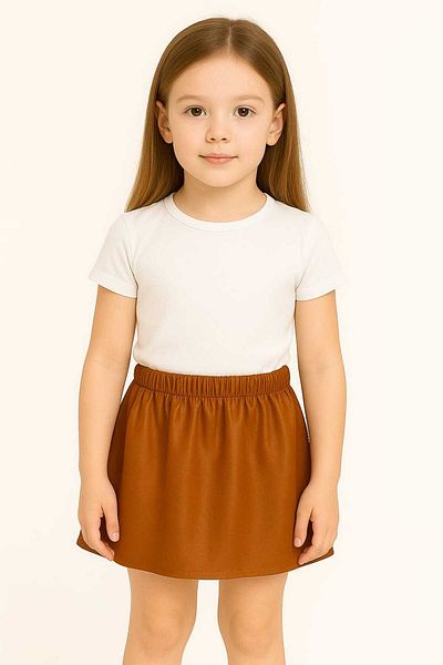 Soft kids Girl's Leather Skirt Bottom Top Set