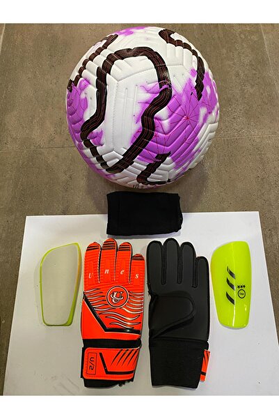 unes 5 قفازات حارس مرمى كرة القدم بدون نجوم ومجموعة مصدات القدم مع هدية مضخة