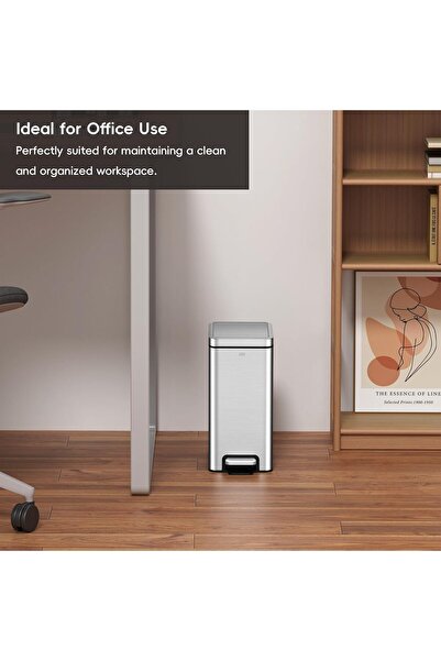 EKO Small Bathroom Trash Can with Lid Soft Close, Step Pedal, 6 Liter / 1.6 Gallon Stainless Steel Bin