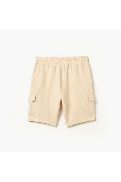giggles Textured Shorts with Drawstring Closure and Pockets
