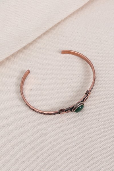 Süspüs Accessories Yeşil Akik Otantik Bakır Bileklik