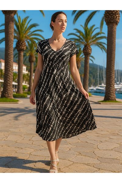 MADAMMERY Magic Authentic Women's Dress Black and White Patterned