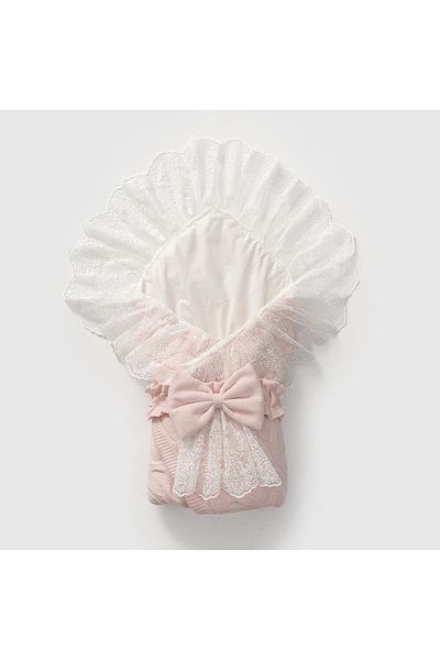 Mert Baby Knitwear Lace Inside Wool Bow Swaddle Blanket