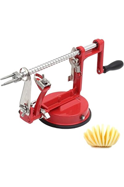 Cozevdnt Curățător de mere Cozevdnt, oțel inoxidabil, cu bază cu ventuză, roșu