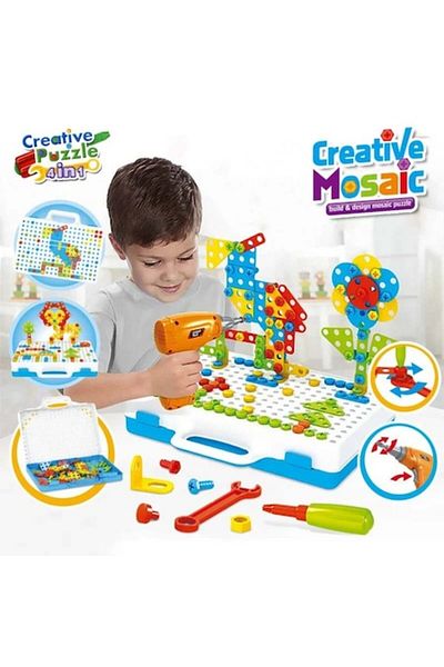 dalimag Interactive Mosaic Puzzle Game with Toy Drill, Creative Construction for Kids, Dalimag