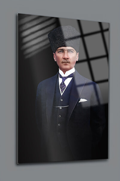 glassartdesign Pictură pe sticlă Ataturk 144 - Pictură Patria - Pictură Steagul