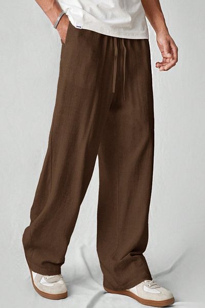 Tarz Cool Ελαφρύ και άνετο ανδρικό παντελόνι Muslin Baggy - Καφέ