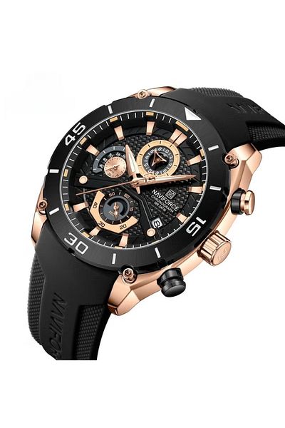 Naviforce Men's Sports Chronograph Watch – Silicone Strap, Waterproof, Stopwatch & Date Display