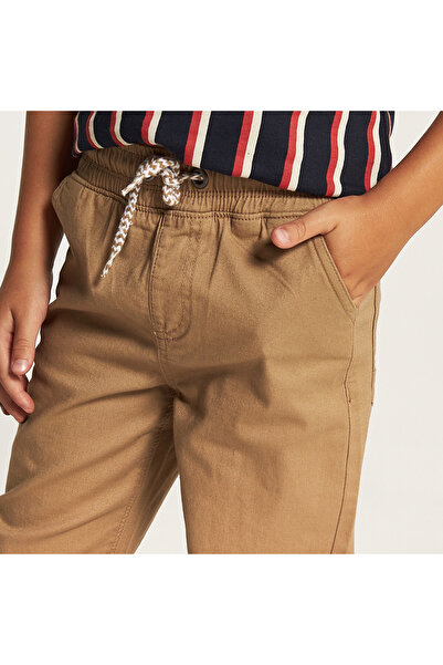 Juniors Solid Mid-Rise Jog Pants with Pockets and Drawstring Closure