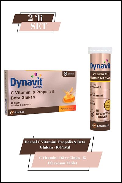 Dynavit Vitamin C, D3 and Zinc Effervescent & Herbal Vitamin C, Propolis & Beta Glucan