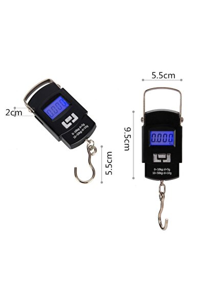 OEM Digital luggage scale 50kg, black, dimensions 115x57x22mm, LCD screen