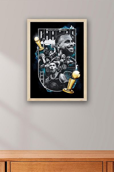 Saturn Stephen Curry Framed Painting - Golden State Warriors Nba Poster Painting