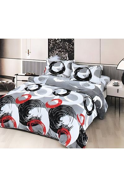 FIONNA.RO Cocolino Fur Blanket and Pillowcase Set - Grey Circles