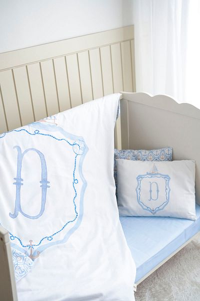 NOU Letter Series Letter D Baby Size Duvet Cover Set (100X150) - Noble Serie - Blue