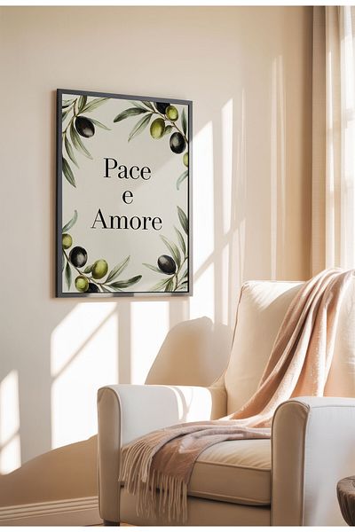 21mxm Imprimeu mediteranean, poster pe pânză cu fructe și flori, decor de perete fără ramă
