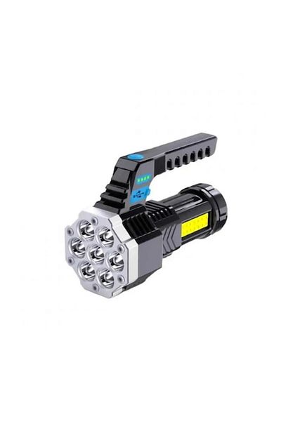 dalimag Powerful Handheld Flashlight, ABS, Side COB Lights, 7 LED 2 IN 1, Battery Percentage Display, White
