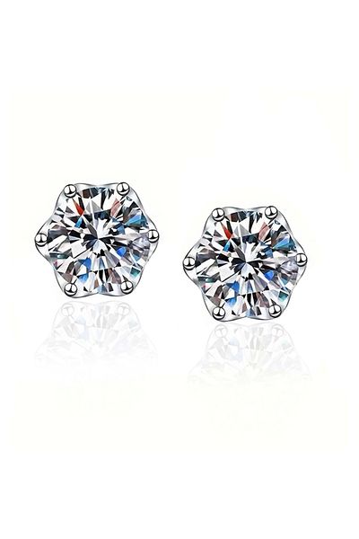 OEM Cercei clasici din argint cu diamante moissanite