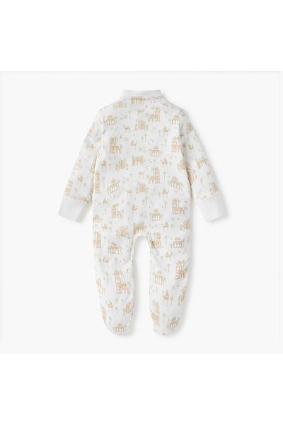 Juniors Printed Closed Foot Sleepsuit with Long Sleeves and Mandarin Collar