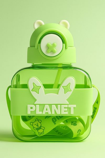 İNTER LİFE School Water Bottle Leakproof Durable Lockable Teddy Bear Model Water Bottle with Hanger Bracket 900 ml