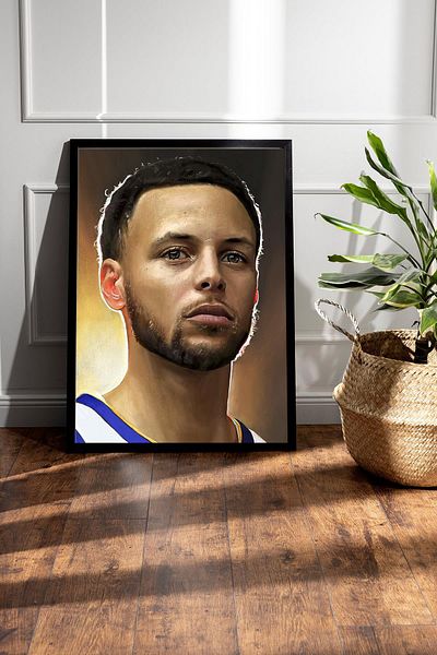 Saturn Pictură înrămată de Stephen Curry - Pictură poster NBA de baschet