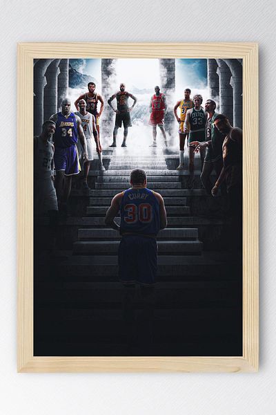 Saturn Stephen Curry Framed Painting - Basketball Nba Poster Painting
