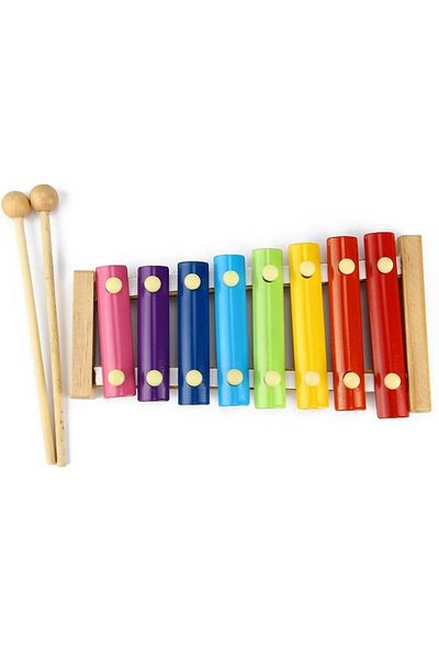 dalimag Xilofon din lemn, 8 note muzicale, multicolor