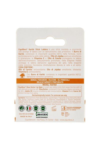 Equilibra Karite Lip Balm, Protective, Nourishing, 5.5 ml Bottle, EQUILIBRA