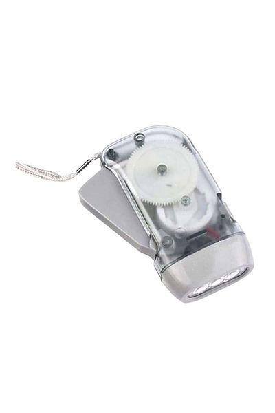 dalimag Dynamo and Battery Flashlight, 3 LEDs, For Camping, Gray