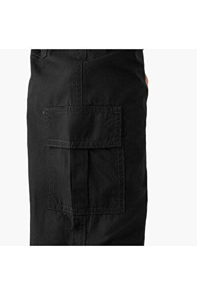 Juniors Solid Cargo Pants with Button Closure and Pockets
