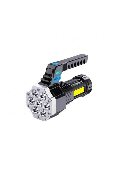 dalimag Powerful Handheld Flashlight, ABS, Side COB Lights, 7 LED 2 IN 1, Battery Percentage Display, White